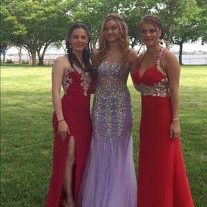 Red/pink sleeveless prom dress size 2!
